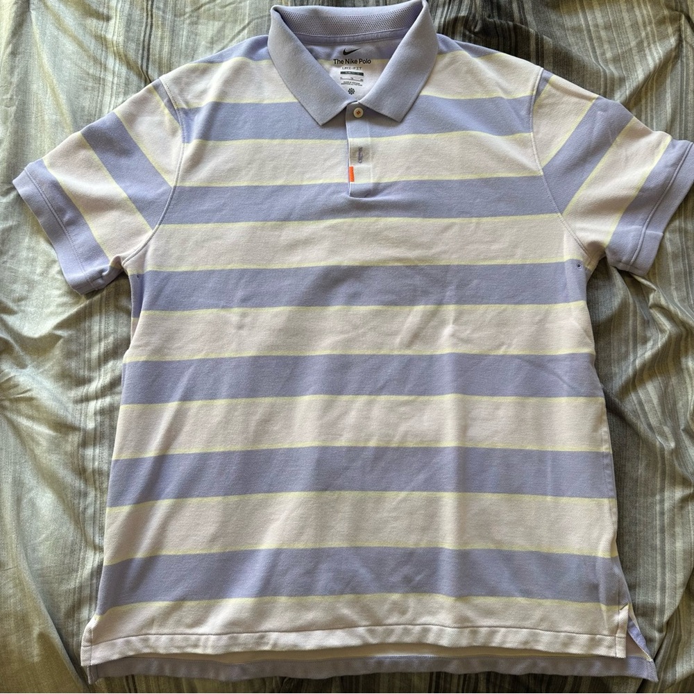 Nike Golf Slim Fit Orange Label Horizontal Striped Purple Grape Polo